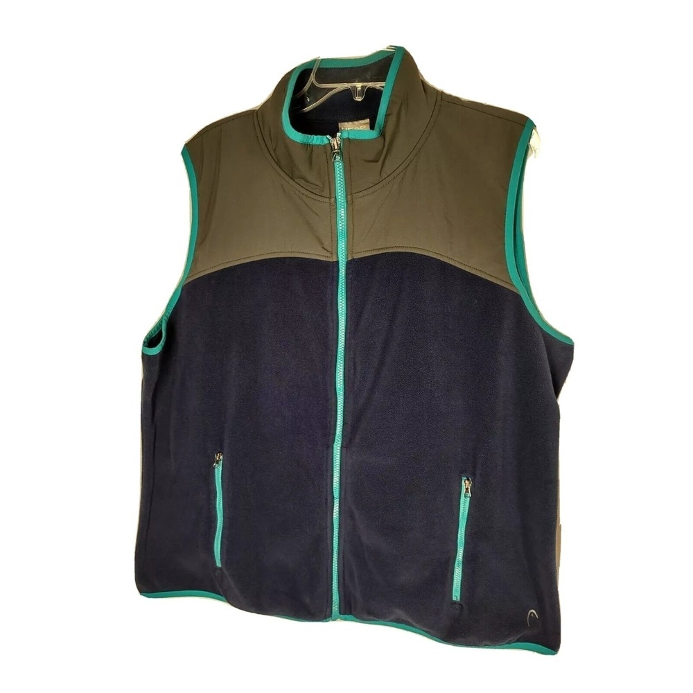 HEAD Fleece Vest 1X Womens Gorp Core Athleisure Navy Olive Teal Colorblock Zip